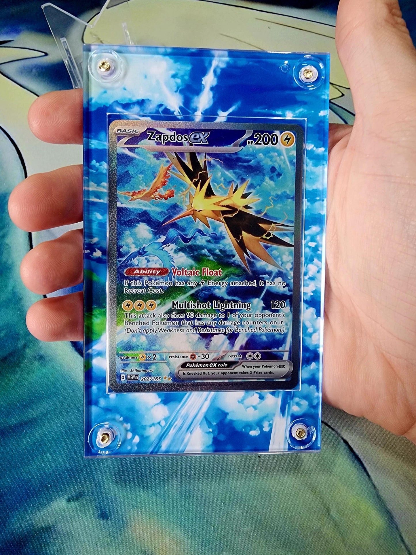 Pokemon 151 Zapdos EX 202 Custom Display Case Slab Extended Artwork