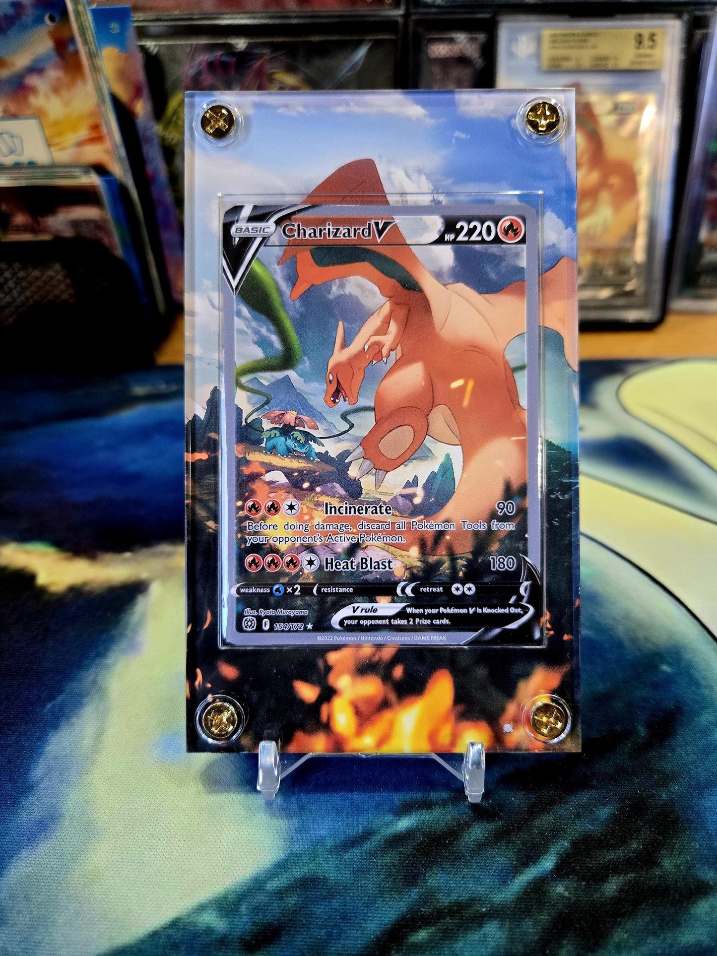 Pokemon Charizard V Alt Art 154/172 Brilliant Stars Custom Display Case Extended Artwork
