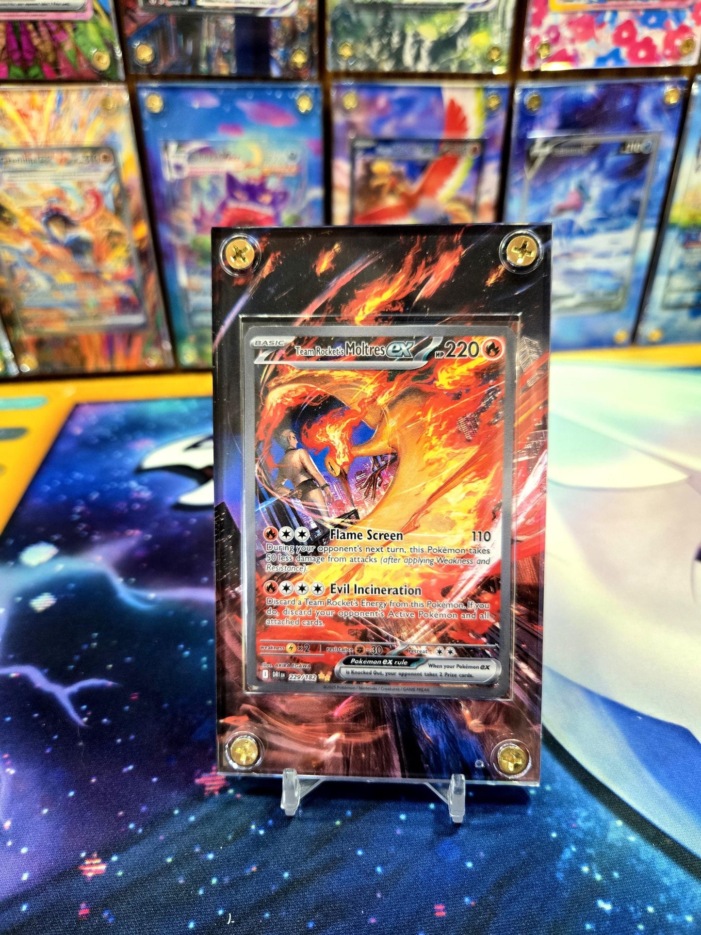 Pokemon Team Rocket's Moltres ex 229/182 Destined Rival Extended Art Case