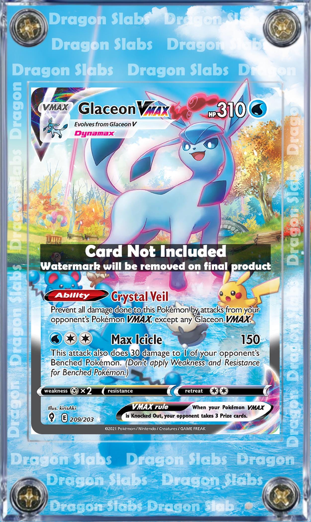 Pokemon Glaceon VMAX 209/203 Evolving Skies Extended Artwork Case