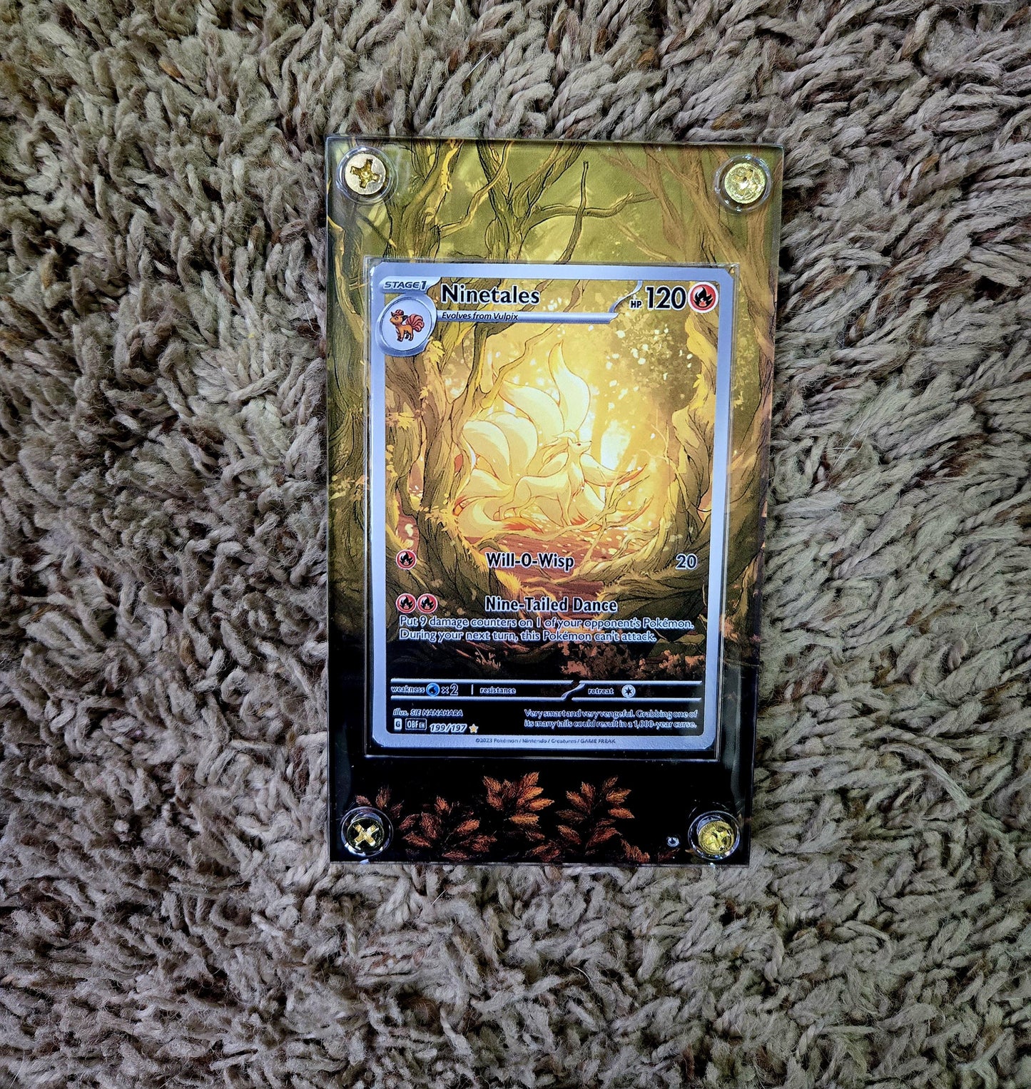 Pokemon Ninetales IR 199/197 Obsidian Flames Custom Display Case Extended Artwork