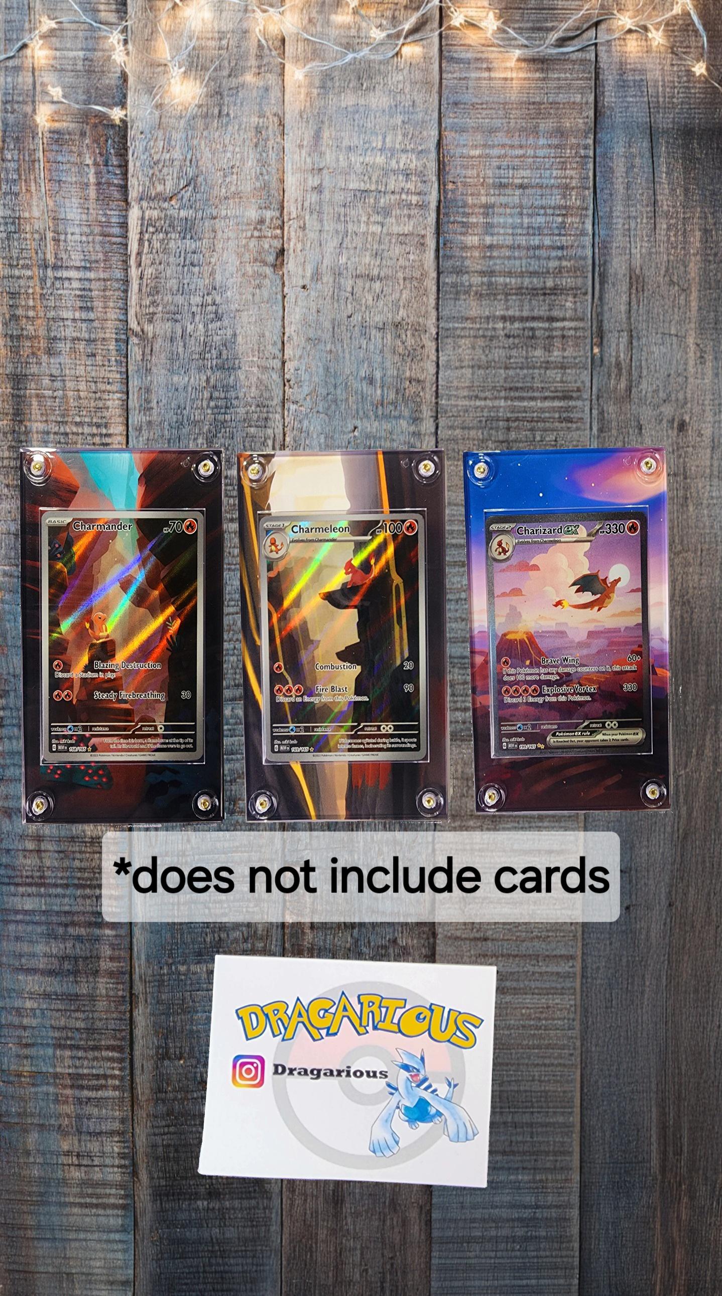 Pokemon Charmander, Charmeon, Charizard 151 Custom Display Cases Extended Artwork
