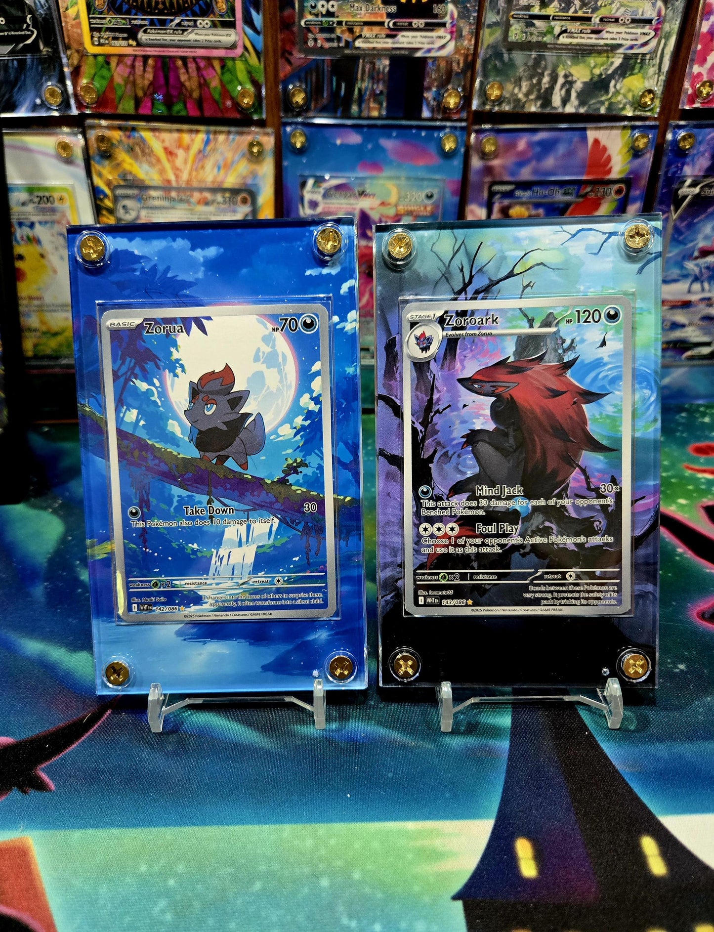 x2 Pokemon Zorua 142 Zoroark 143 White Flare Extended Art Cases