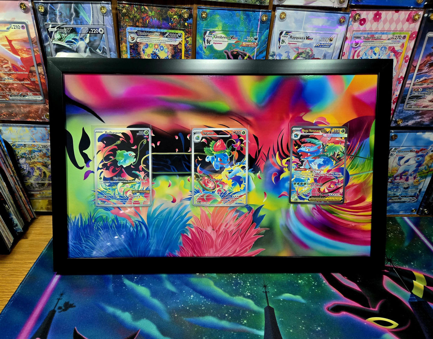 Pokemon Bulbasaur Ivysaur & Mega Venusaur Mega Brave 8.5 x 14" Display Frame Extended Artwork