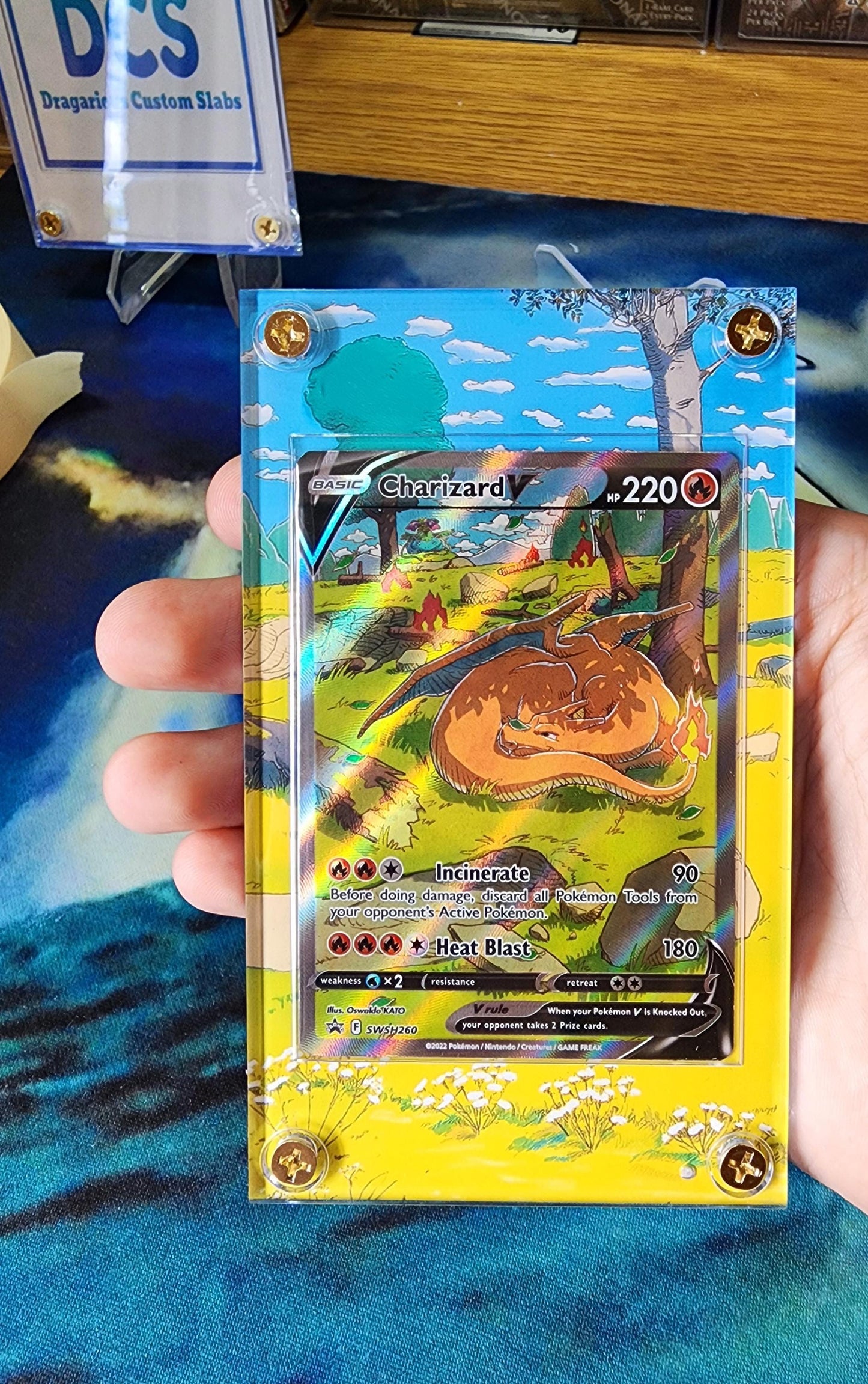 Pokemon Charizard V SWSH260 Promo Custom Display Case Slab Extended Artwork