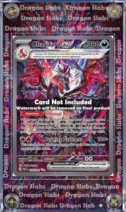 x2 Pokemon Charizard EX 234 Paldean Fates & 223 Obsidian Flames Custom Display Case Slabs Extended Artworks
