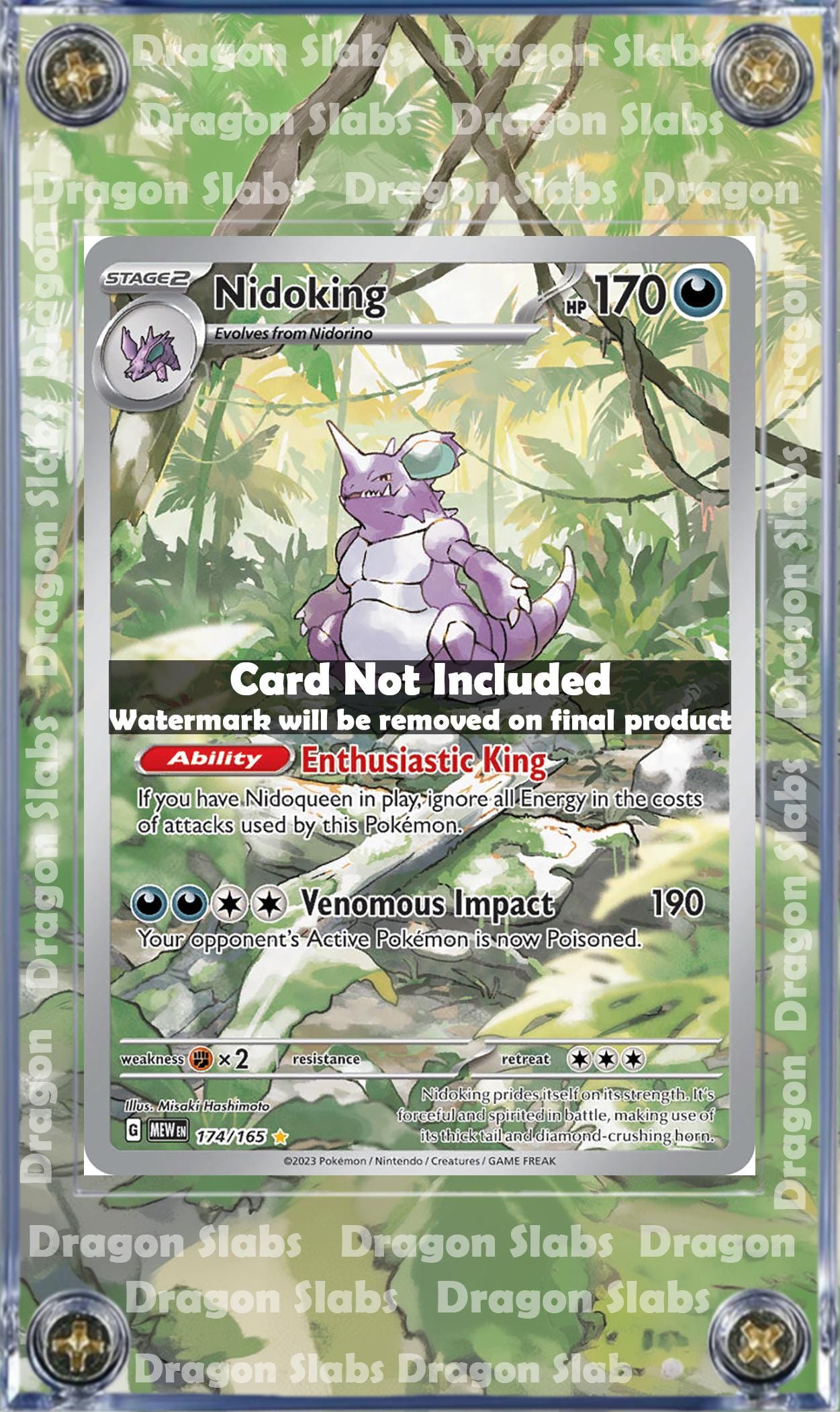 Pokemon 151 Nidoking 174/165 Custom Display Case from Pokemon 151 Extended Artwork