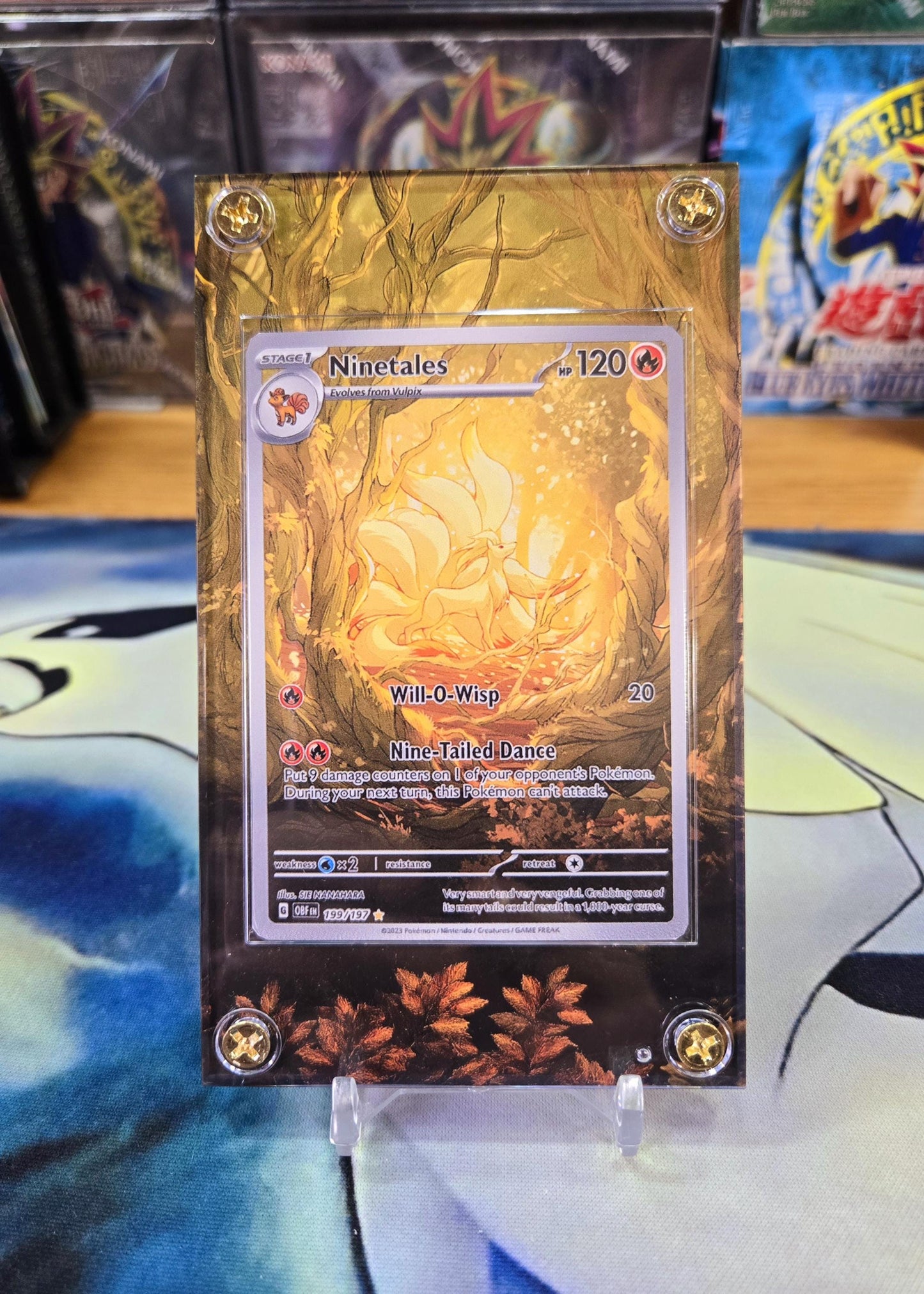 Pokemon Ninetales IR 199/197 Obsidian Flames Custom Display Case Extended Artwork