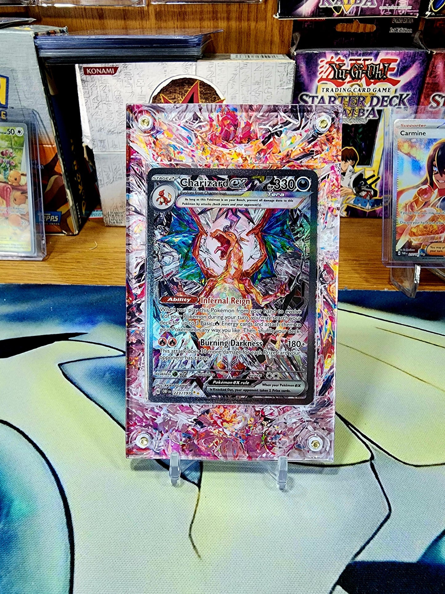 x2 Pokemon Charizard EX 234 Paldean Fates & 223 Obsidian Flames Custom Display Case Slabs Extended Artworks