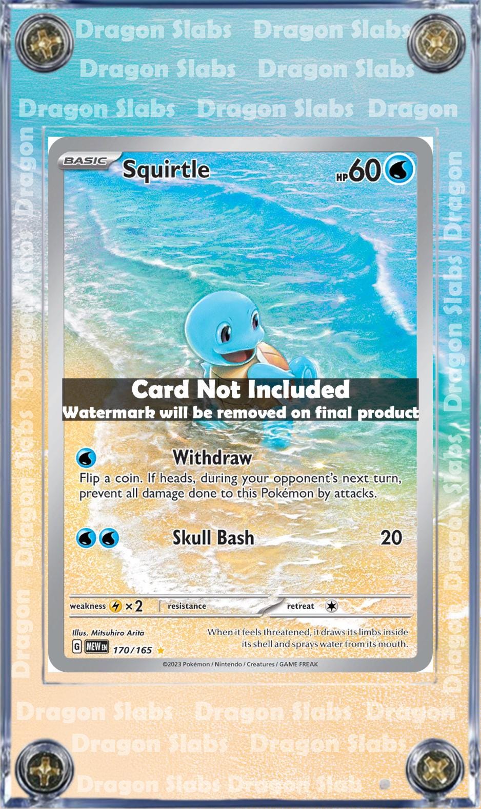 Pokemon 151 Squirtle IR 170 Custom Display Case Extended Artwork