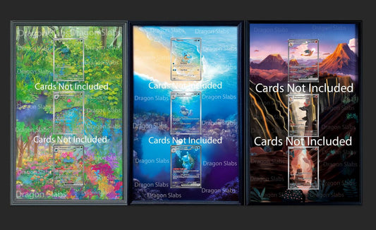 x3 Pokemon 151 Starter Evolution Set Pokémon Card 8.5 x 14" Display Frames