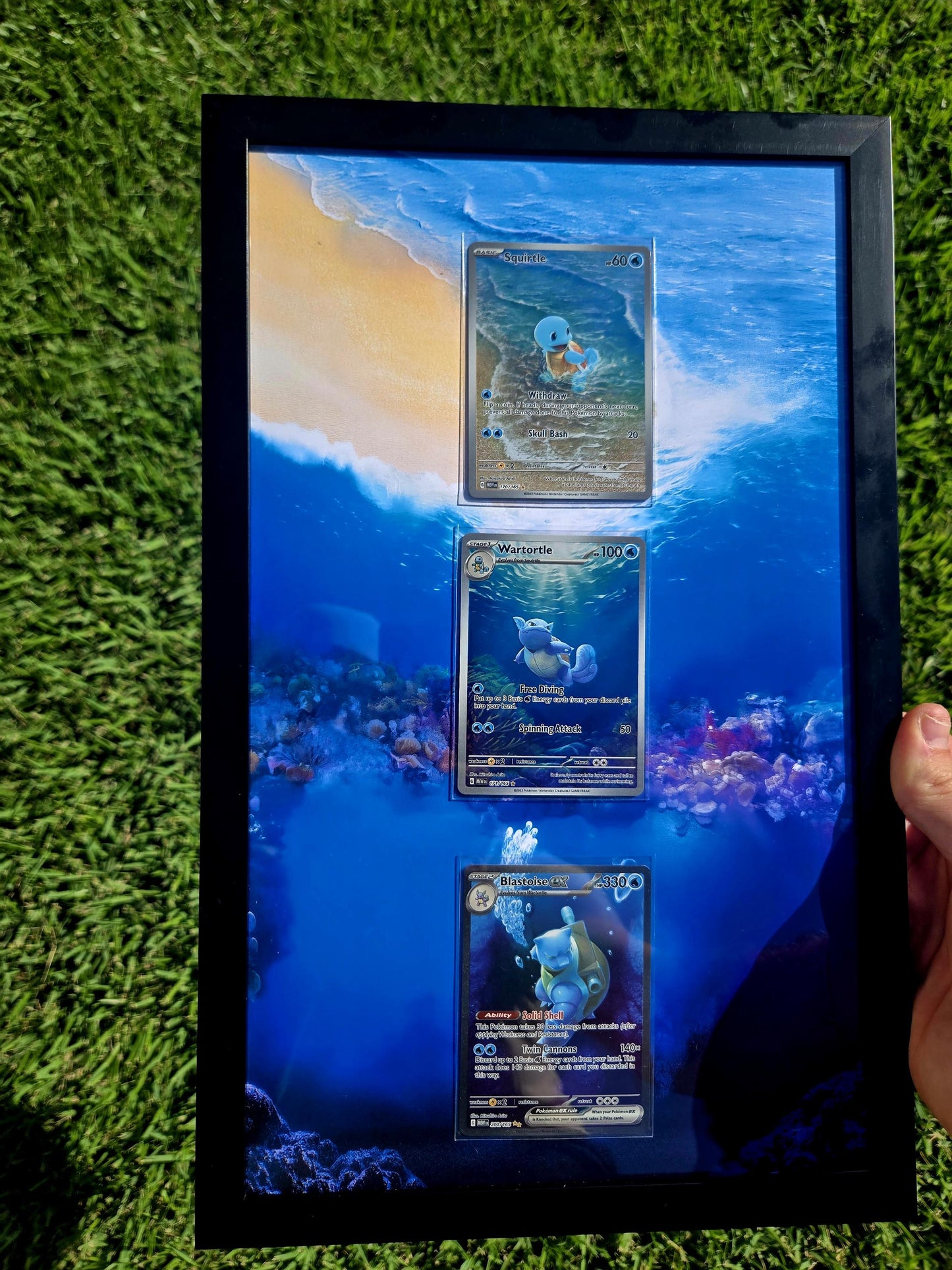 Pokemon 151 Squirtle Wartortle Blastoise 8.5 x 14" Display Frame Extended Art Frame
