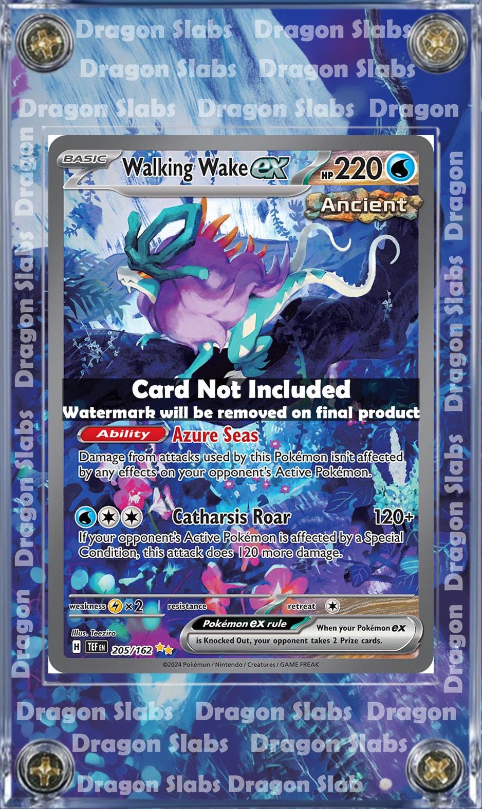 Pokemon Walking Wake EX 205 Custom Display Case Extended Artwork From Silver Tempest
