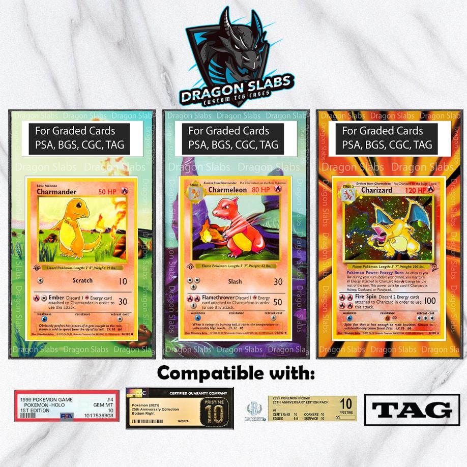 x3 Pokemon Charmander Charmeleon Charizard Base Set PSA bgs CGC tag Extended Artwork