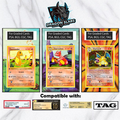 x3 Pokemon Charmander Charmeleon Charizard Base Set PSA bgs CGC tag Extended Artwork