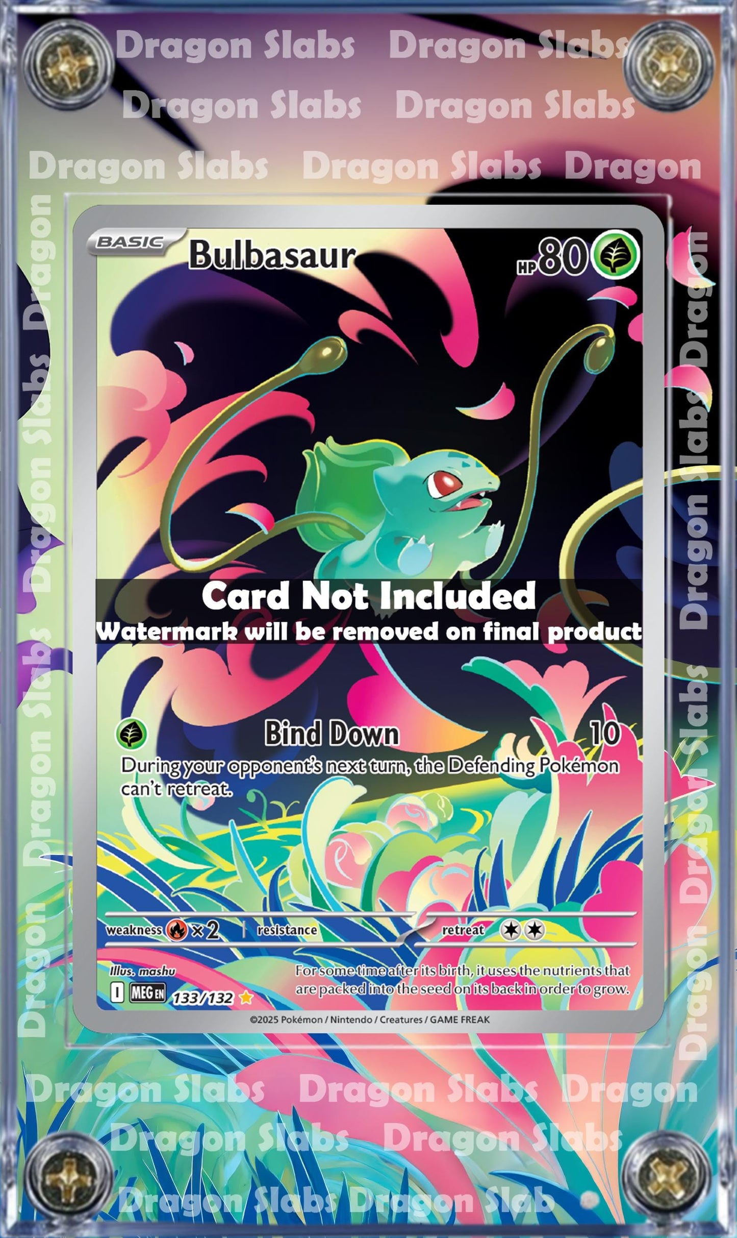 Pokemon Bulbasaur IR Mega Evolution 133/132 Extended Art Custom Case