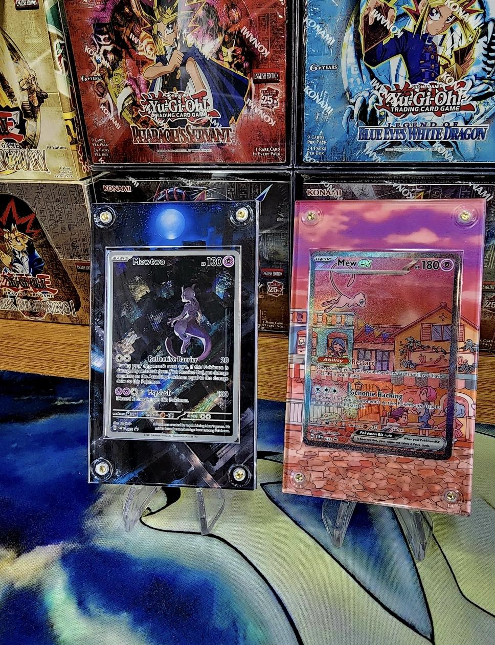 x2 Pokemon Mewtwo & Mew 151 Promo 052 and 053 Custom Display Cases Extended Artwork