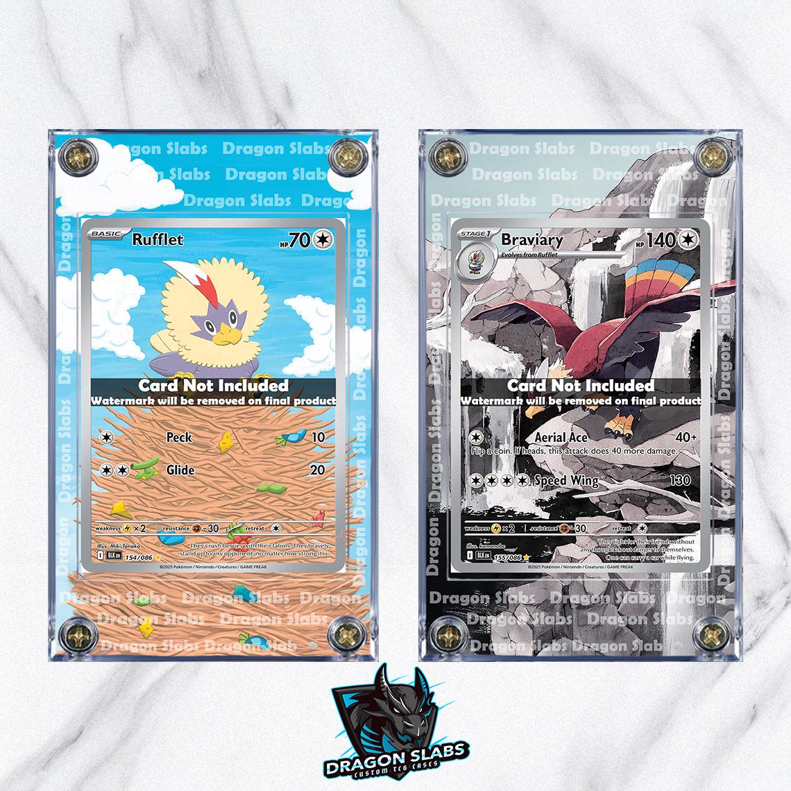 x2 Pokemon Rufflet & Braviary 154 155 IR Black Bolt Extended Art Cases