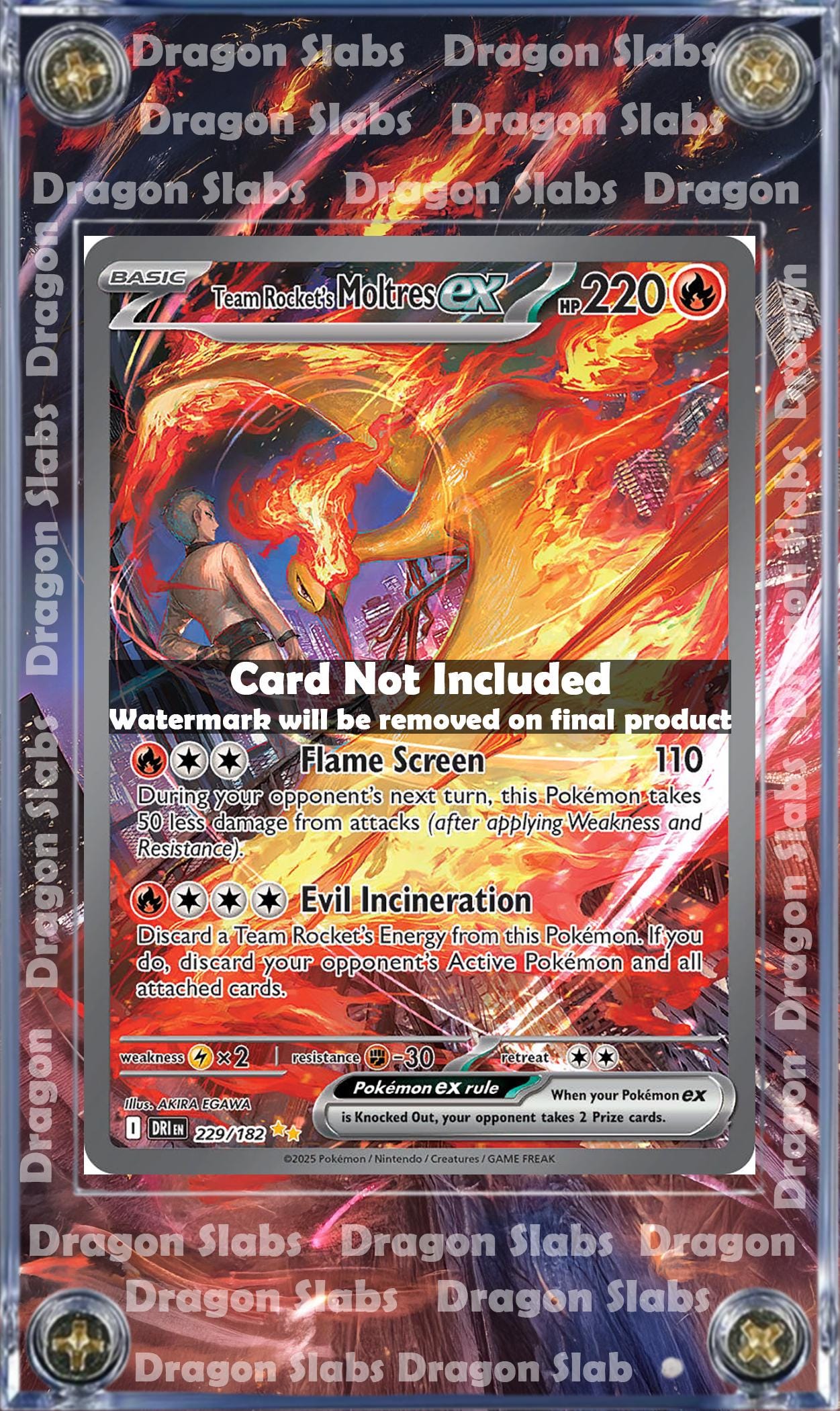 Pokemon Team Rocket's Moltres ex 229/182 Destined Rival Extended Art Case