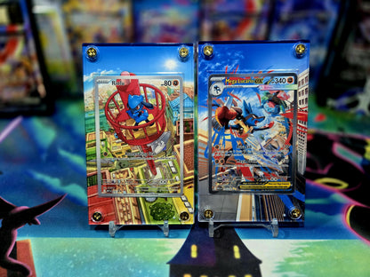 x2 Pokemon Mega Lucario EX 179 Riolu 010 Mega Evolution Extended Art Custom Case