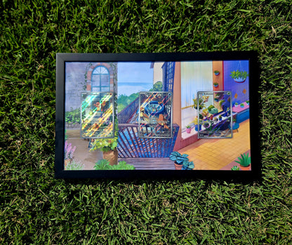 Pokemon Charmander Bulbasaur & Squirtle Stellar Crown Obsidian Flames 8.5 x 14" Display Frame Extended Artwork