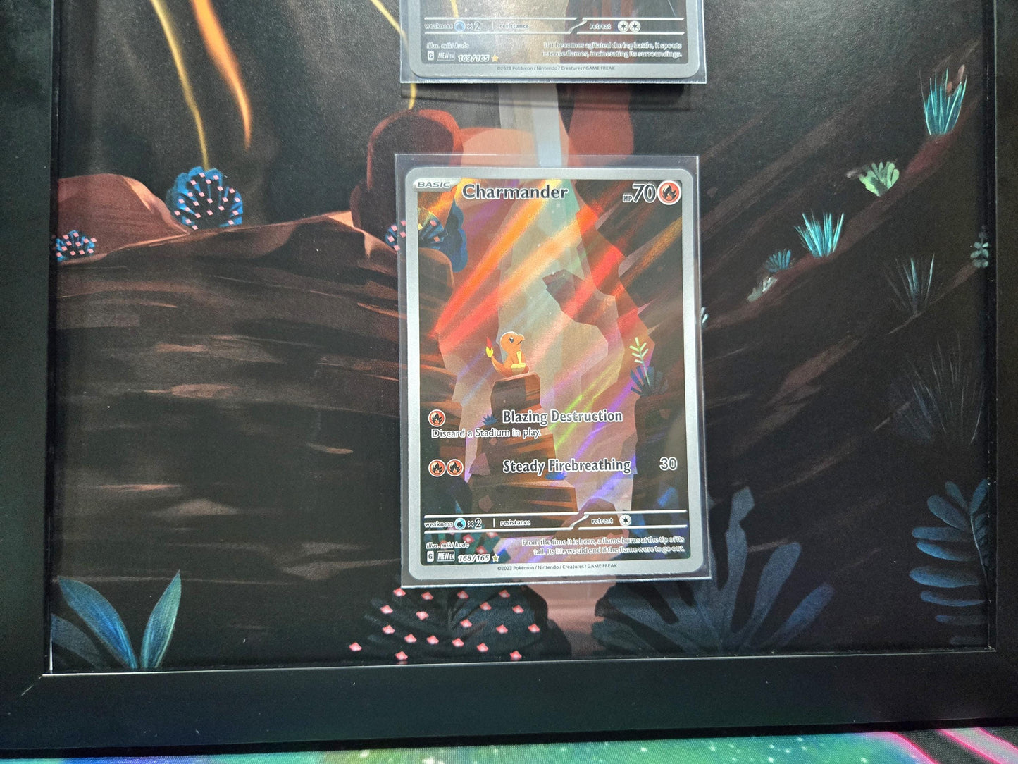 Pokemon 151 Charizard EX Charmeleon Charmander 8.5 x 14" Display Frame Extended Artwork