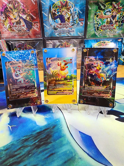 x3 Pokemon Jolteon Flareon Vaporeon VMAX Alt Art SWSH180  SWSH182 SWSH184 Promo Extended Artwork Cases