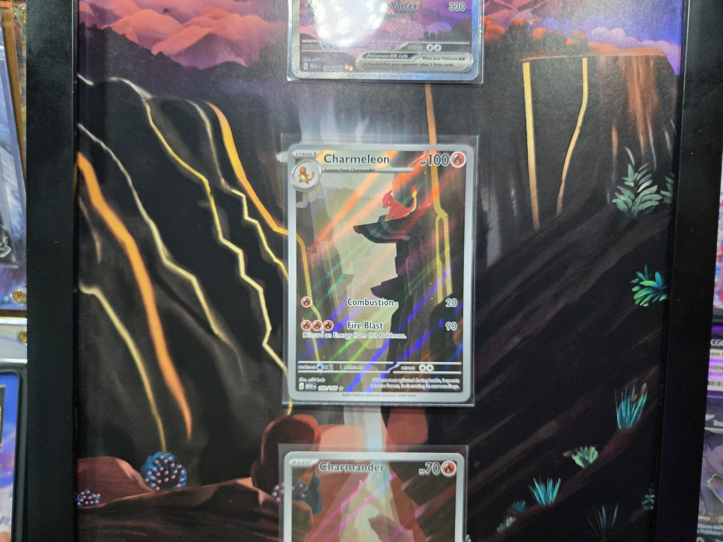 Pokemon 151 Charizard EX Charmeleon Charmander 8.5 x 14" Display Frame Extended Artwork