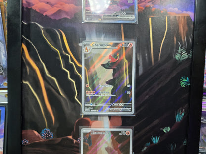 Pokemon 151 Charizard EX Charmeleon Charmander 8.5 x 14" Display Frame Extended Artwork