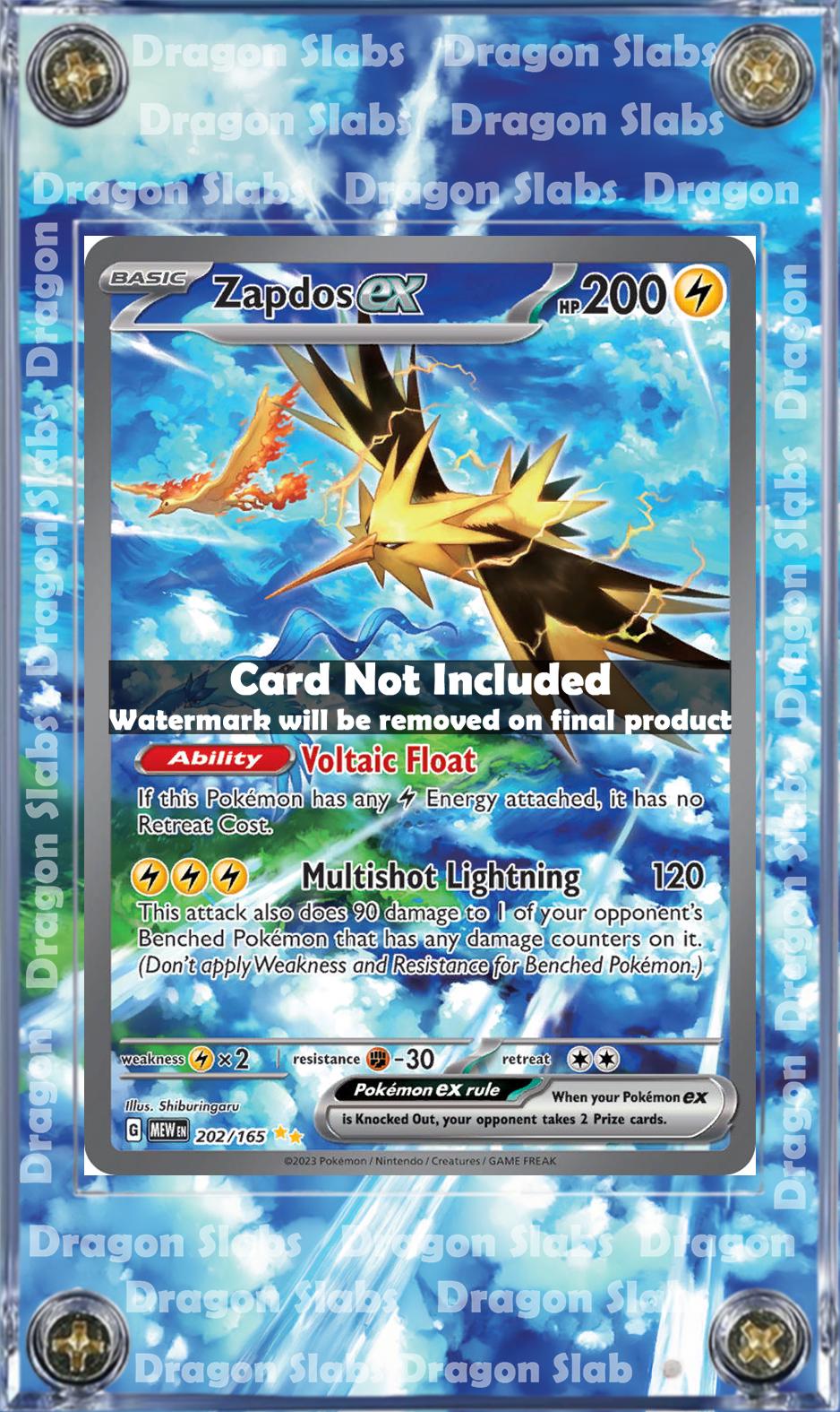 Pokemon 151 Zapdos EX 202 Custom Display Case Slab Extended Artwork