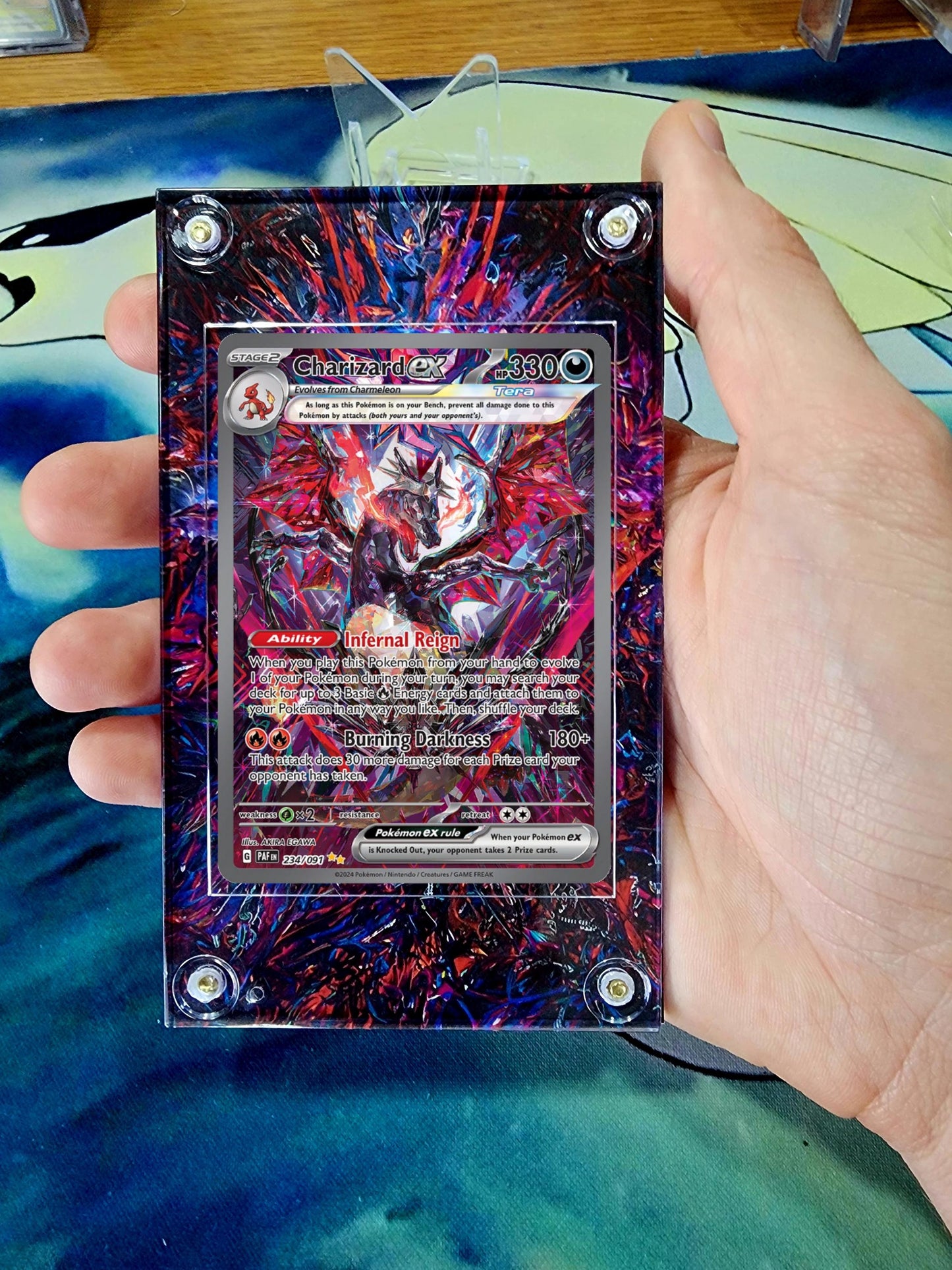 x2 Pokemon Charizard EX 234 Paldean Fates & 223 Obsidian Flames Custom Display Case Slabs Extended Artworks
