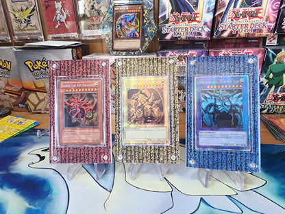 X3 Yugioh Prismatic Hyrogliphics Egyptian Gods Case Slabs - Winged Dragon of Ra, Slifer The Sky Dragon, Obelisk The Tormentor