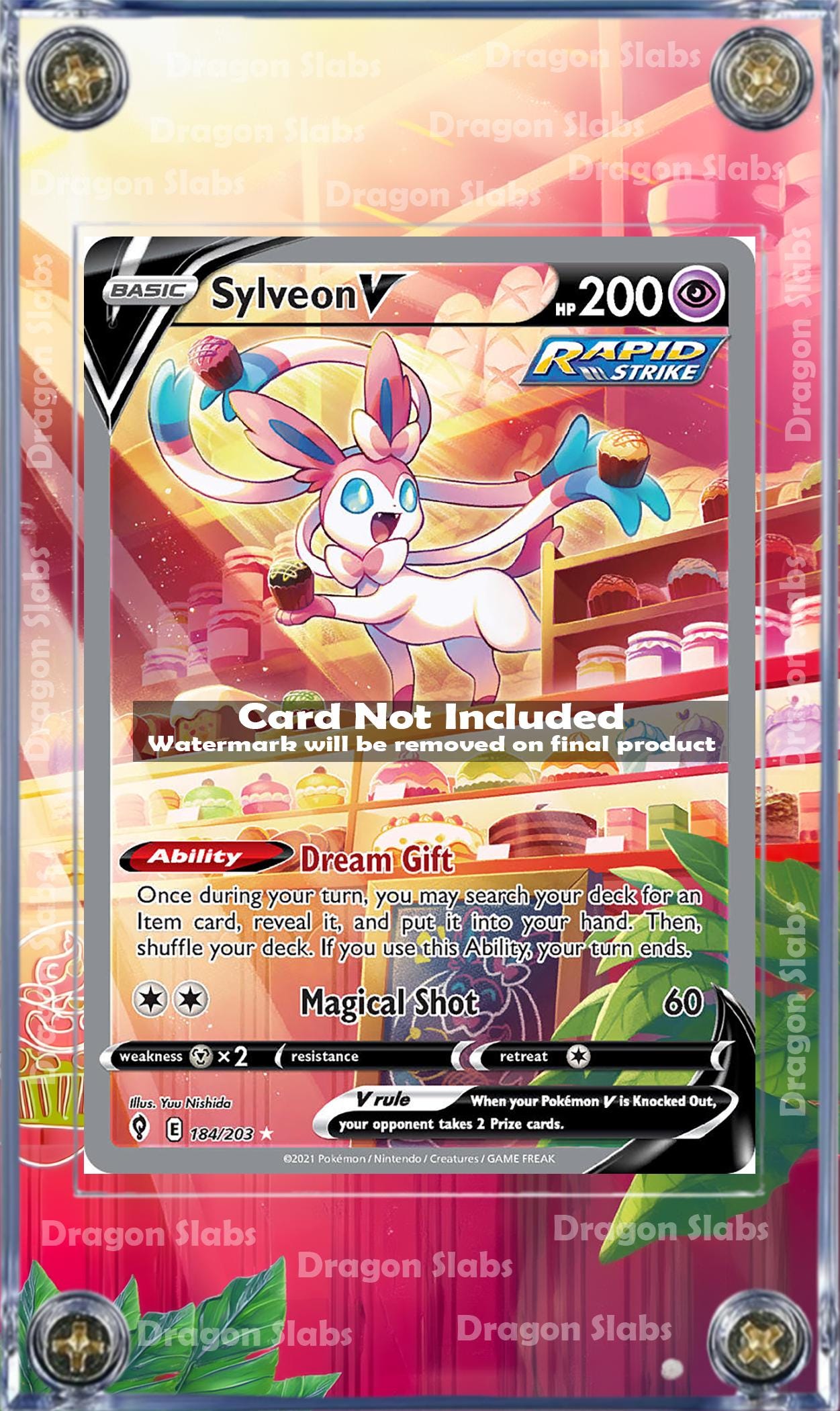 Pokemon Sylveon VMAX Alt Art 184/203 212/203 SWSH Evolving Skies Custom Display Cases