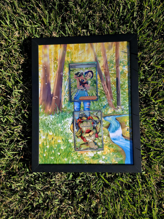 Pokemon Perrin 220 & Growlithe 181 Twilight Masquerade Extended Art 8.5 x 11 Frame