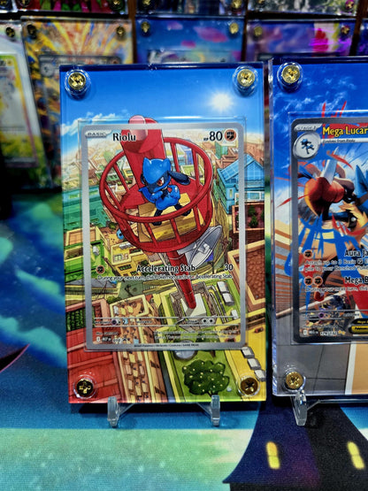 x2 Pokemon Mega Lucario EX 179 Riolu 010 Mega Evolution Extended Art Custom Case