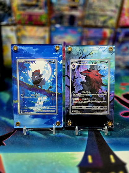 x2 Pokemon Zorua 142 Zoroark 143 White Flare Extended Art Cases
