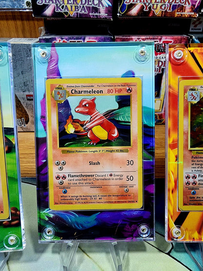 Pokemon Charmander, Charmeon, Charizard Base Set 2 Custom Display Cases Extended Artwork