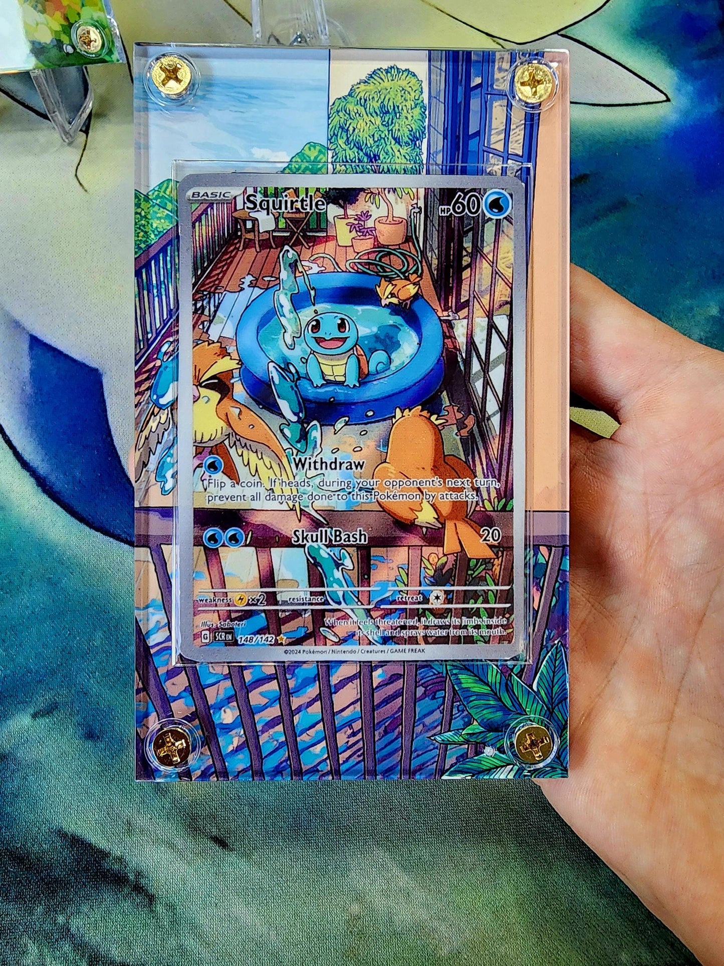 X2 Pokemon Bulbasaur Squirtle Stellar Crown Card Custom Display Cases Extended Artwork