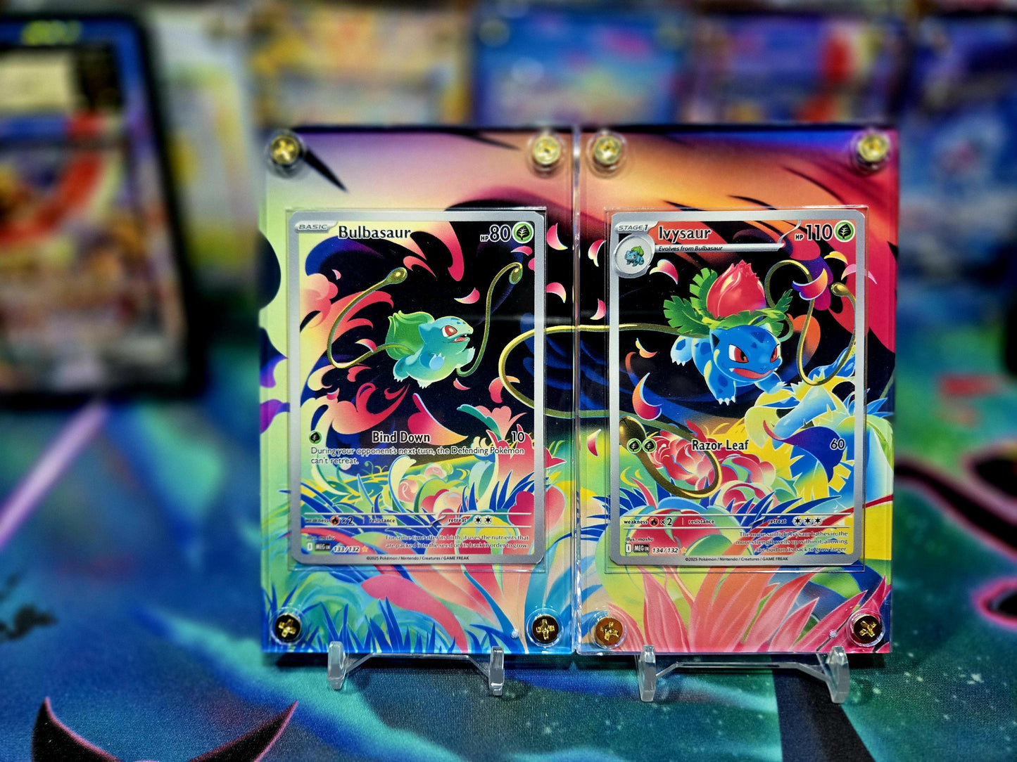 x2 Pokemon Bulbasaur & Ivysaur IR 133 134/132 Extended Artwork Cases