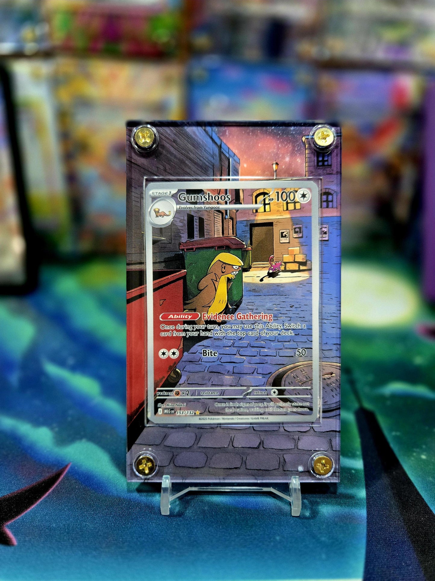 Pokemon Gumshoos 153/132 IR Mega Evolution Extended Art Custom Case