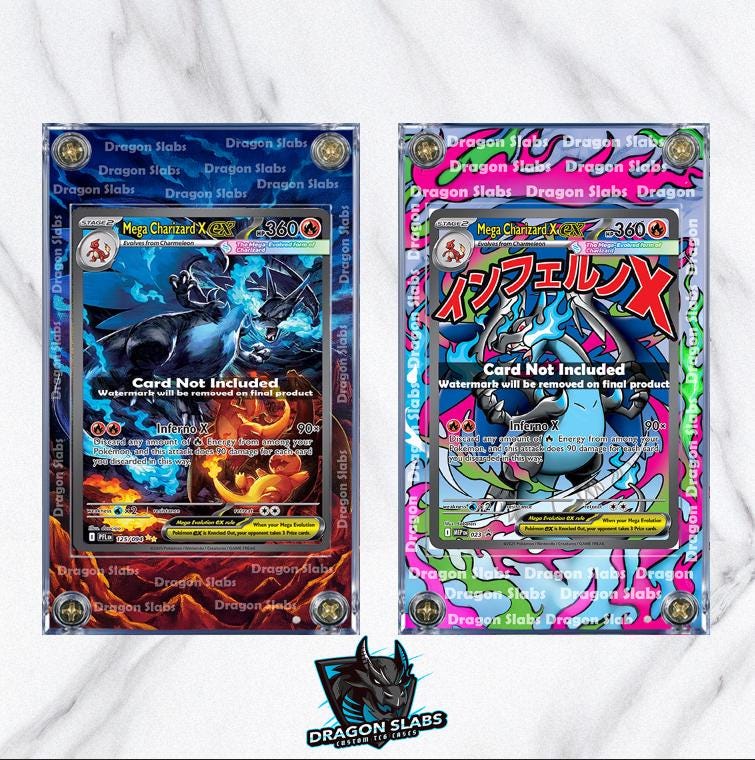 x2 Pokemon Mega Charizard X EX SIR 125 023 Phantasmal Flames Extended Artwork Cases