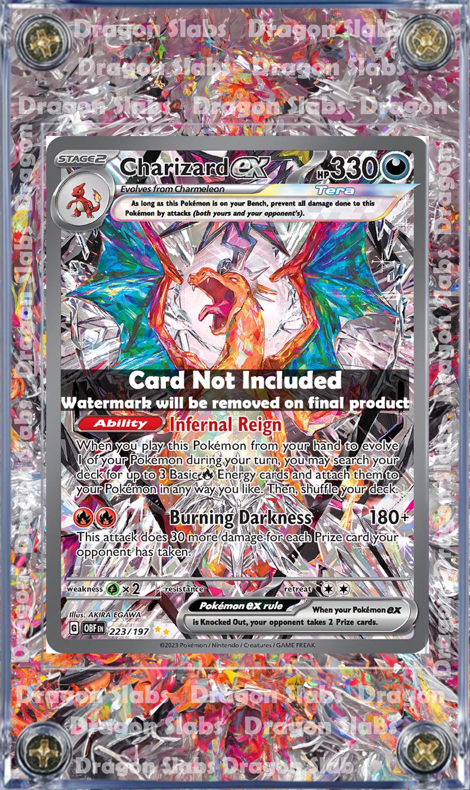 x2 Pokemon Charizard EX 234 Paldean Fates & 223 Obsidian Flames Custom Display Case Slabs Extended Artworks