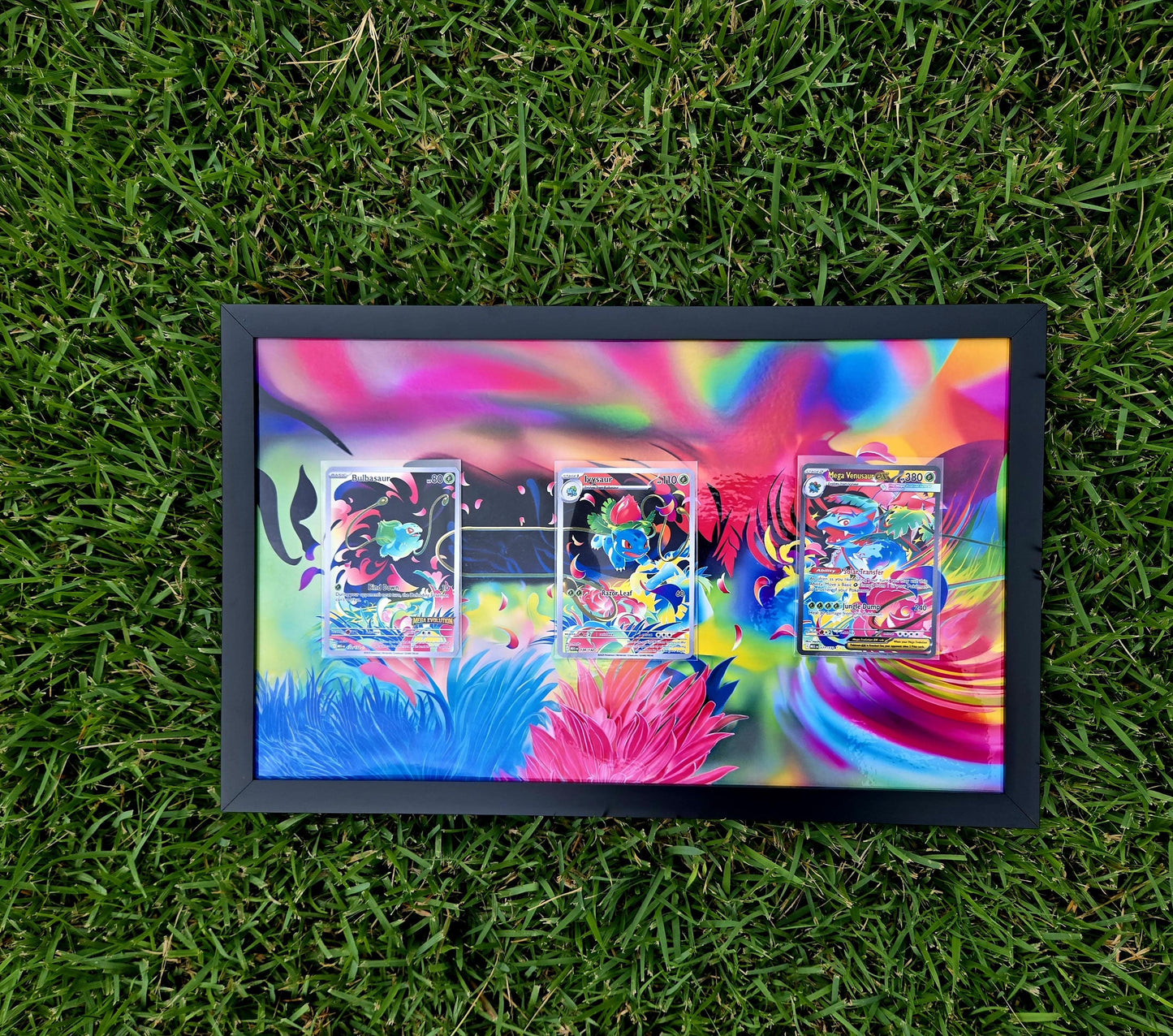 Pokemon Bulbasaur Ivysaur & Mega Venusaur Mega Brave 8.5 x 14" Display Frame Extended Artwork