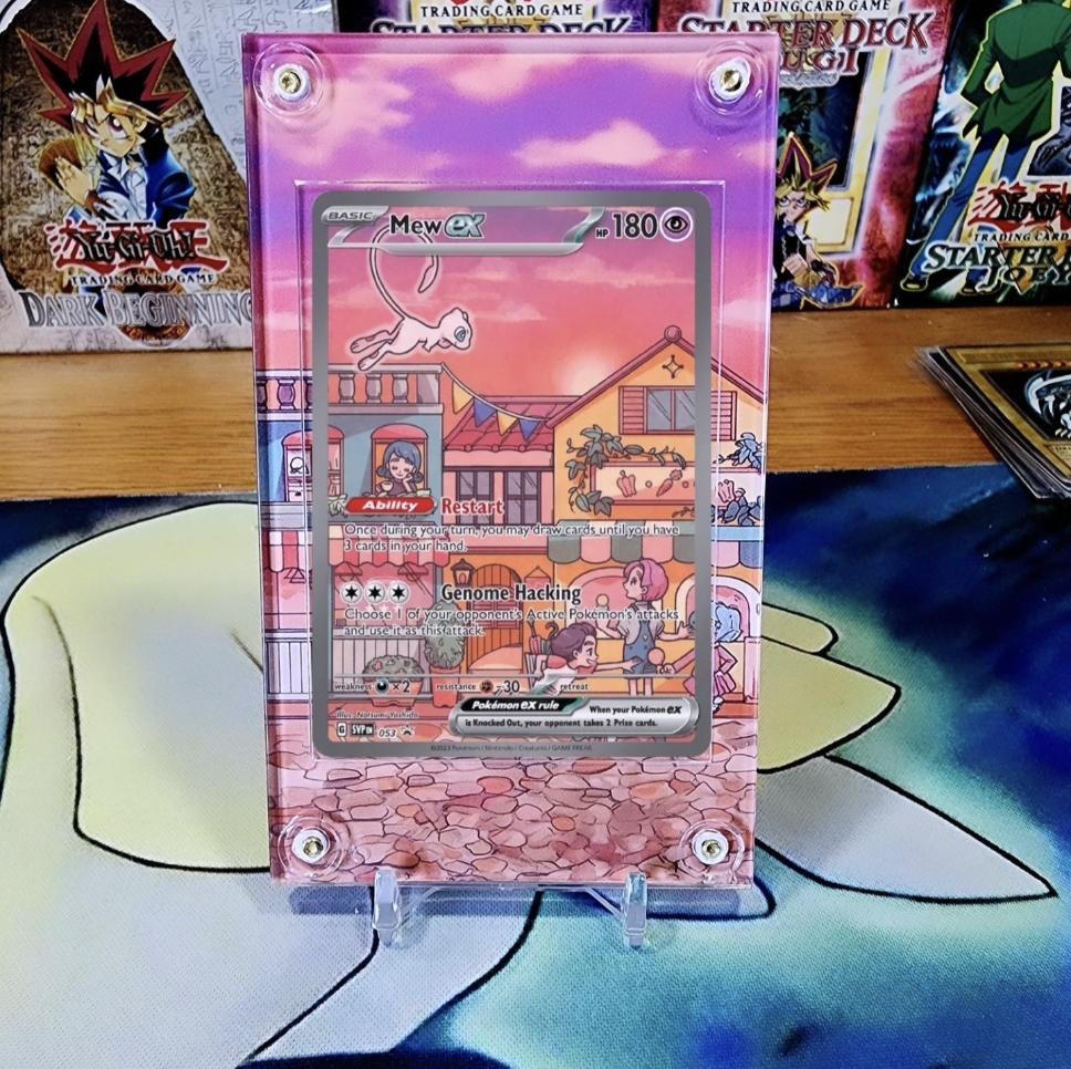 x2 Pokemon Mewtwo & Mew 151 Promo 052 and 053 Custom Display Cases Extended Artwork