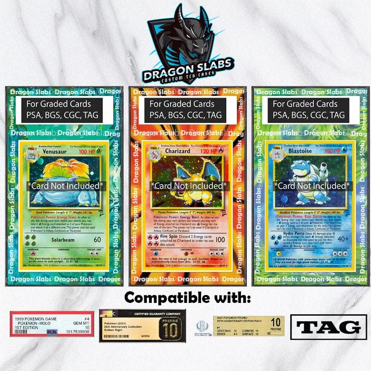 x3 Charizard Blastoise Venusaur Base Set Pokemon PSA bgs CGC tag Extended Artwork