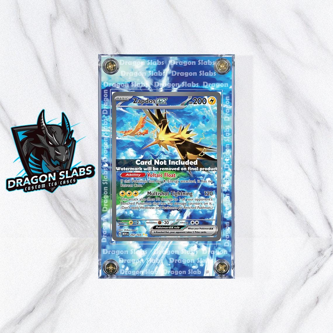 Pokemon 151 Zapdos EX 202 Custom Display Case Slab Extended Artwork