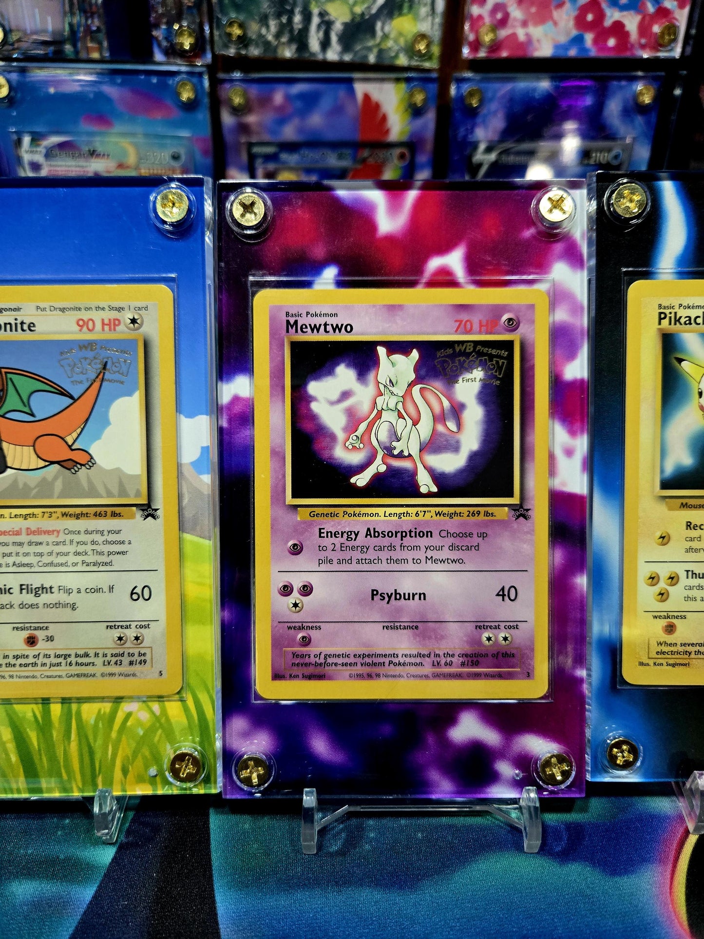 x4 Pokemon Pikachu Dragonite Mewtwo Electabuzz Black Star Movie Promo Extended Art Custom Cases