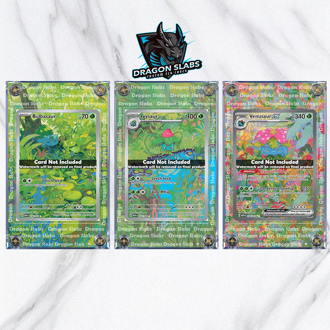 Pokemon Bulbasaur, Ivysaur, Venusaur 151 Custom Display Cases Extended Artwork