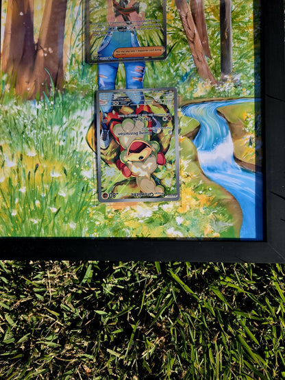 Pokemon Perrin 220 & Growlithe 181 Twilight Masquerade Extended Art 8.5 x 11 Frame