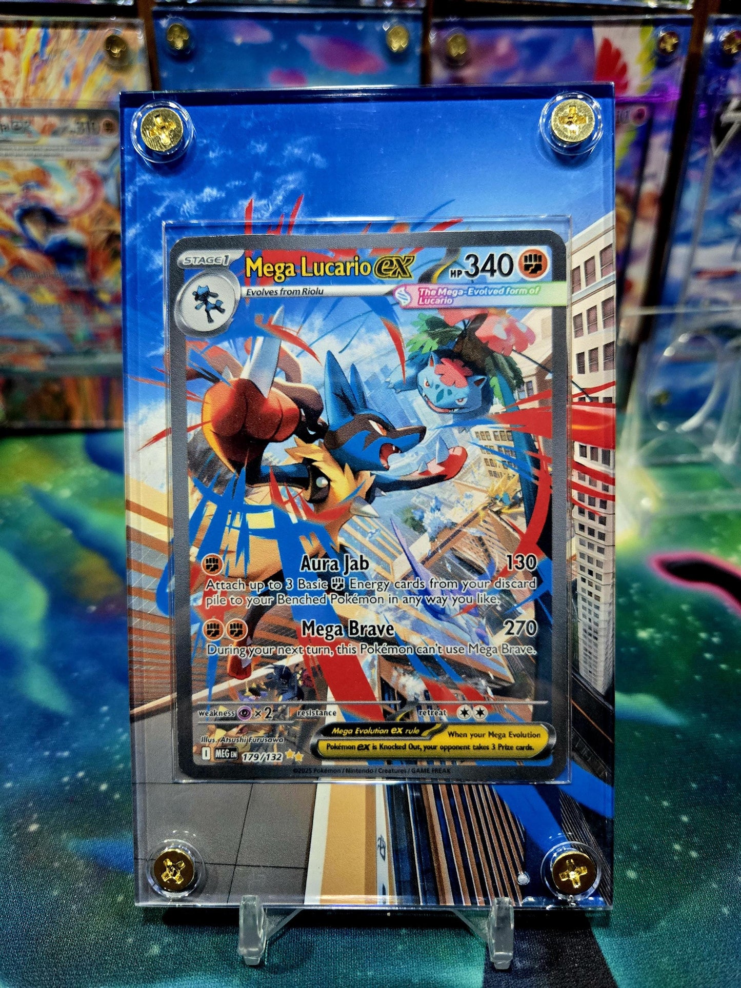 Pokemon Mega Lucario ex 179 /132 Mega Evolution Extended Art Custom Case